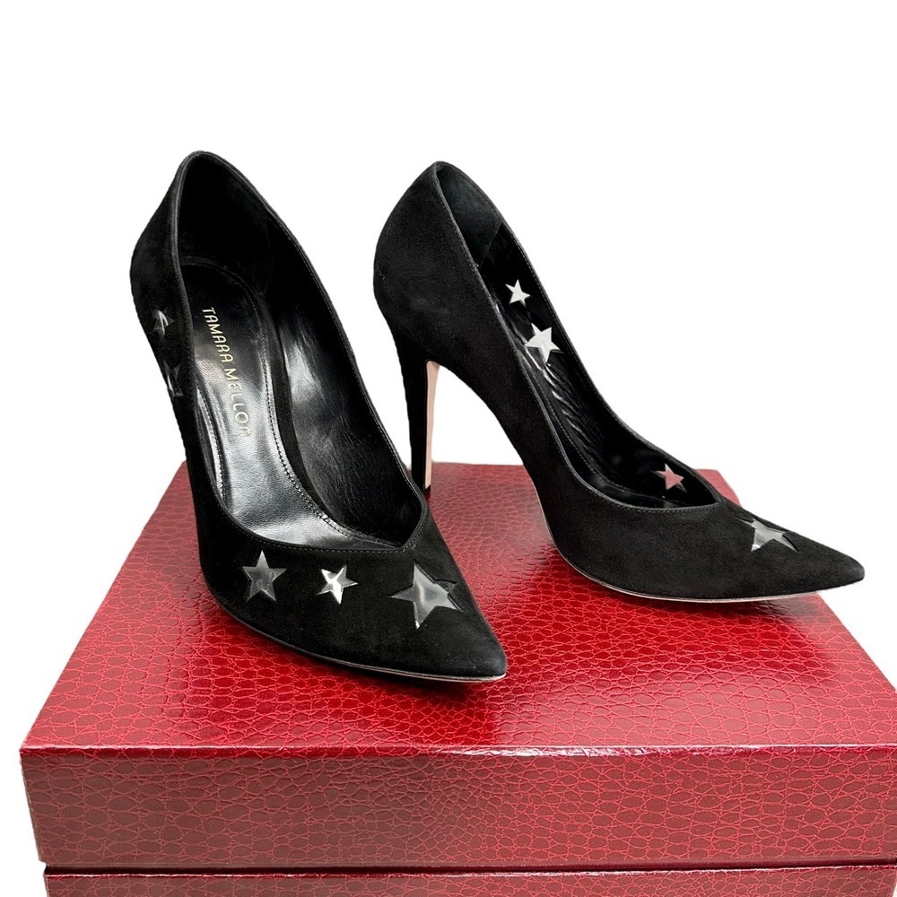 Tamara Mellon Star Cutout Suede Heel Pumps - Picture 3 of 9